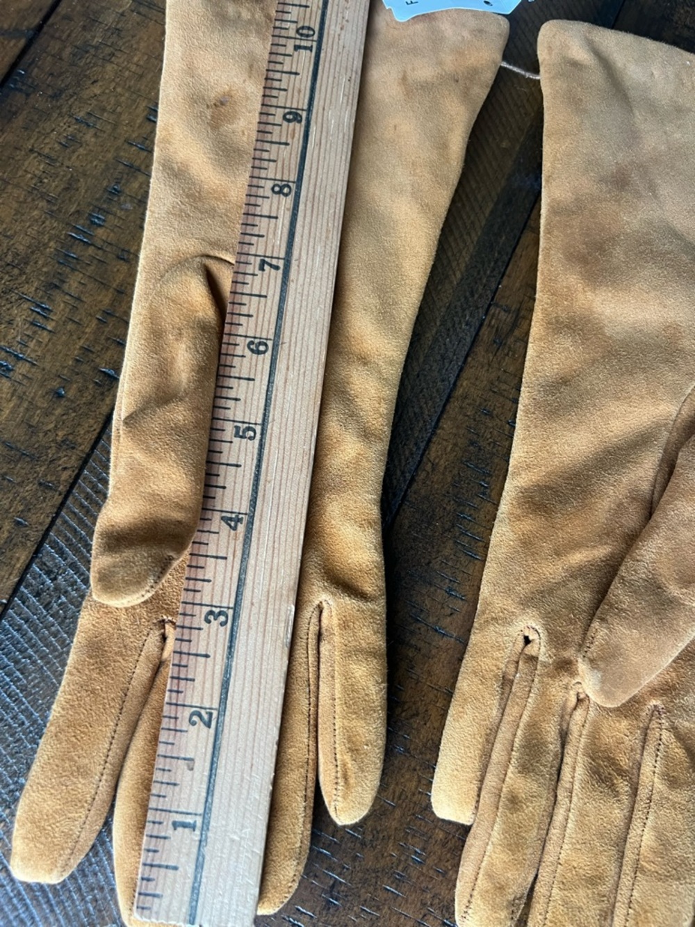 Coach Suede Long Gloves in Tan - Picture 7 of 7